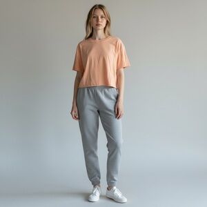 GAP Coral Cropped Short Sleeve Sweatshirt Tee XL